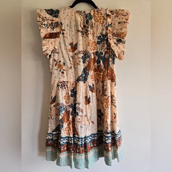 Ulla Johnson Etta Floral Ruffle Sleeve Midi Dress Boho Swing Prairie Dress - Picture 11 of 13